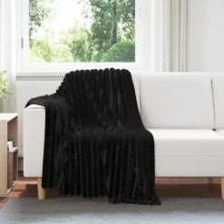 vidaXL Manta 150 x 130 cm Lana Negro Sale