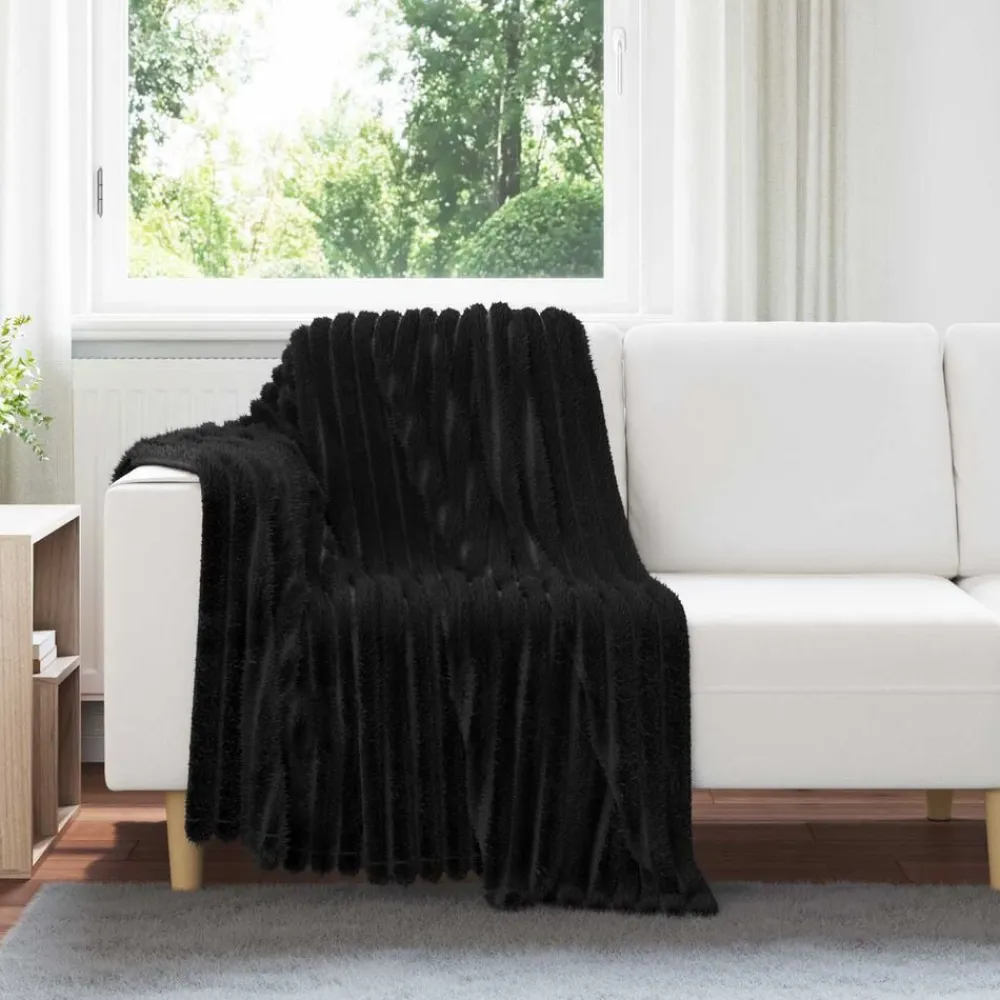 vidaXL Manta 150 x 130 cm Lana Negro Sale