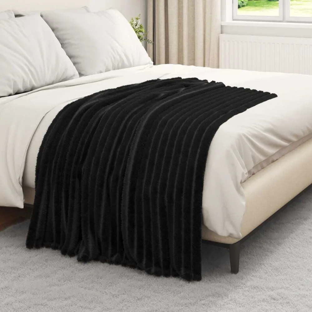 vidaXL Manta 150 x 130 cm Lana Negro Sale