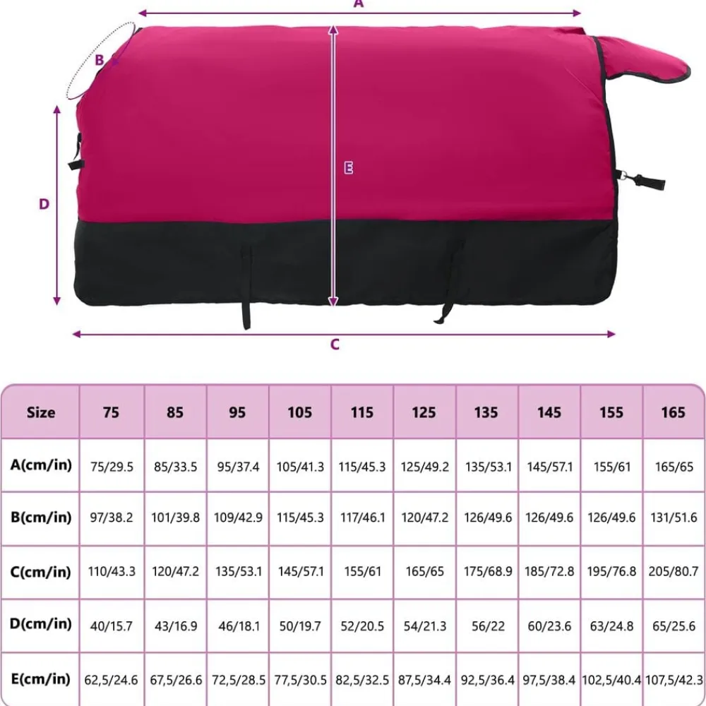 vidaXL Actividades Al Aire Libre-Manta para Caballo Rosa y Negro 75 cm Poliéster