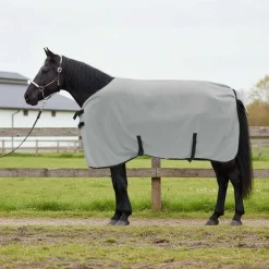 vidaXL Manta para Caballo y rosa completo Poliéster Gris claro