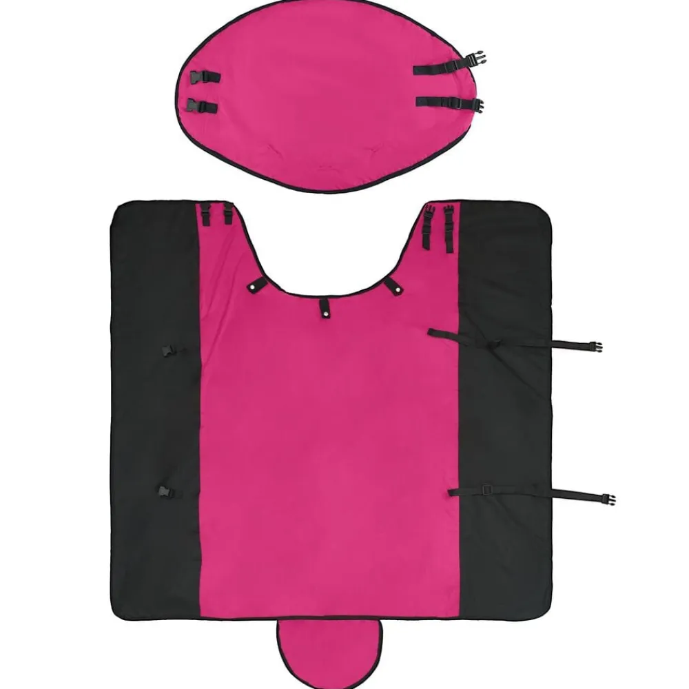 vidaXL Actividades Al Aire Libre-Manta para Caballo Rosa y Negro 75 cm Poliéster