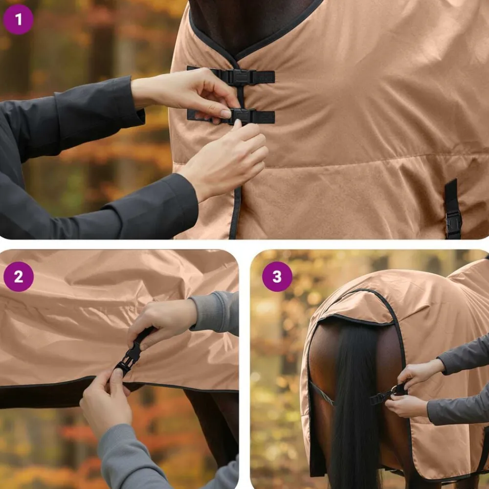 vidaXL Manta para Caballo 75 cm Poliéster Capuchino Sale