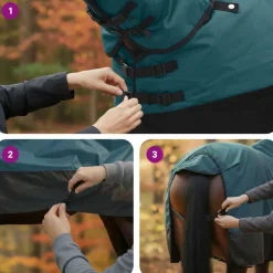 vidaXL Actividades Al Aire Libre-Manta para Caballo Verde Oscuro y Negro 75 cm Poliéster