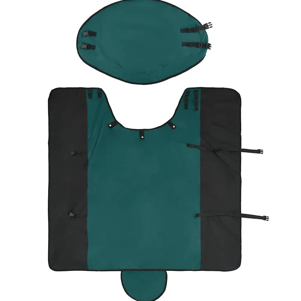 vidaXL Actividades Al Aire Libre-Manta para Caballo Verde Oscuro y Negro 75 cm Poliéster