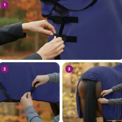 vidaXL Manta para Caballo Poliéster Azul marino Outlet