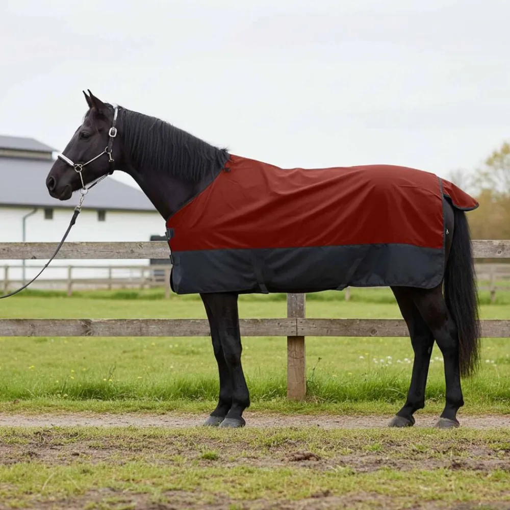 vidaXL Manta para Caballo Verde Oscuro y Negro 75 cm Poliéster Borgoña y Negro Outlet