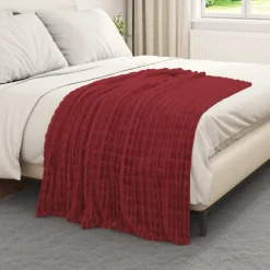 vidaXL Manta 150 x 130 cm Lana Rojo burdeos Best