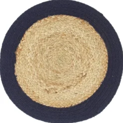 vidaXL Mantel individual redondo 4 uds yute algodón natural azul 38 cm Azul marino New