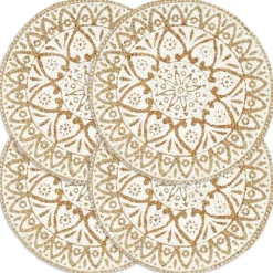 vidaXL Manteles individuales redondos 4 uds yute 38 cm Blanco Hot