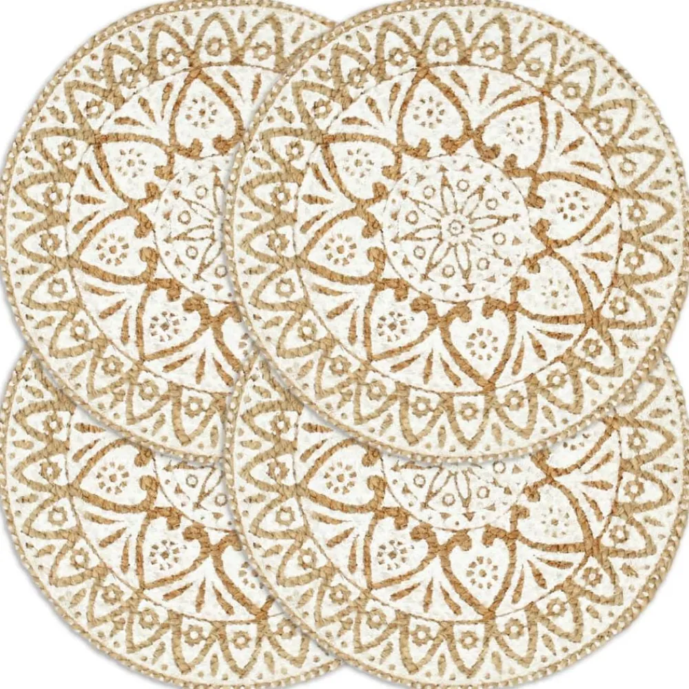 vidaXL Manteles individuales redondos 4 uds yute 38 cm Blanco Hot