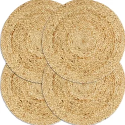 vidaXL Manteles individuales redondos 4 uds yute natural liso 38 cm Marr&oacute;n