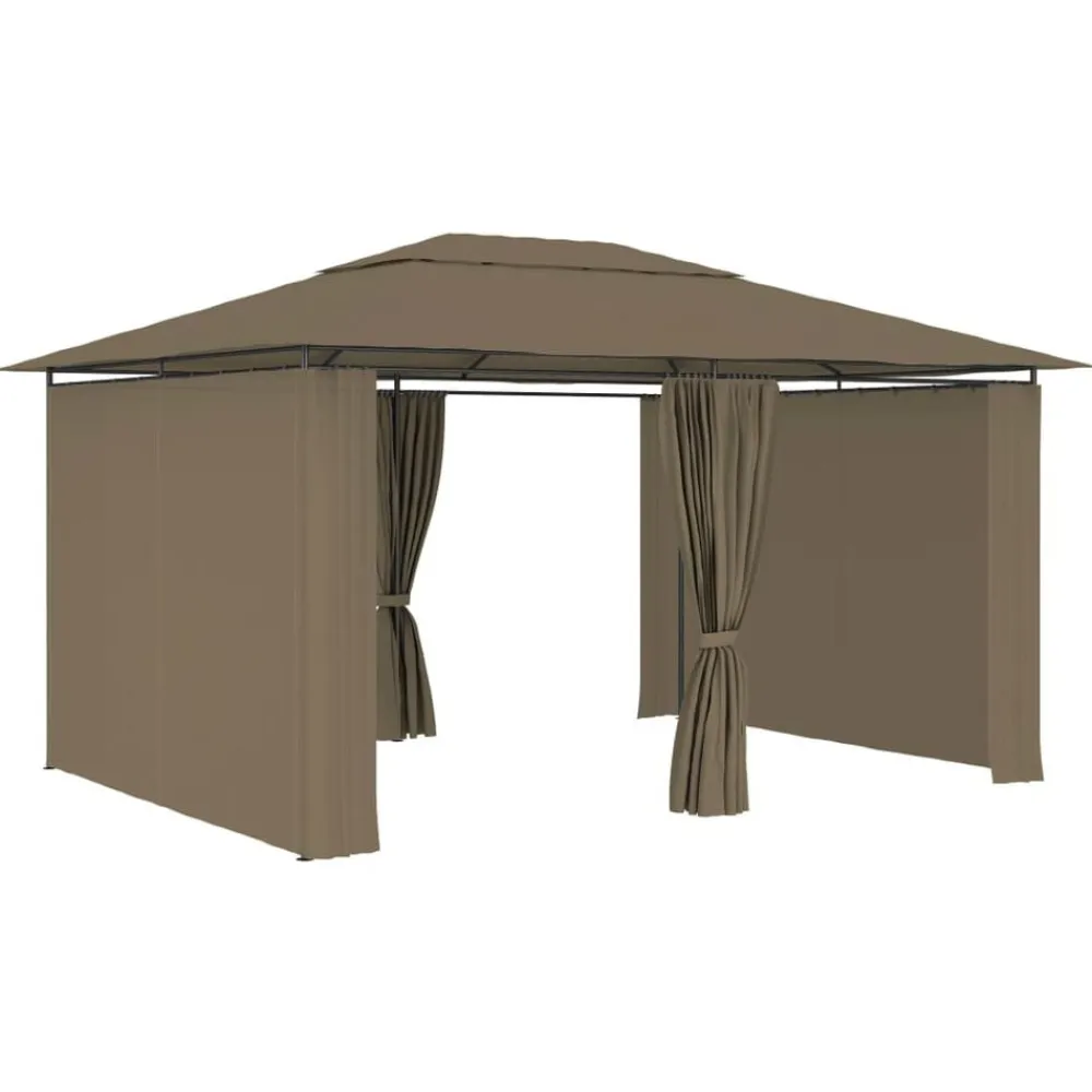vidaXL Marquesina de jardín con cortinas gris taupe 4x3 m 180 g/m² Taupé Hot