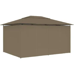 vidaXL Marquesina de jardín con cortinas gris taupe 4x3 m 180 g/m² Taupé Hot