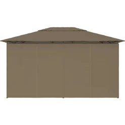 vidaXL Marquesina de jardín con cortinas gris taupe 4x3 m 180 g/m² Taupé Hot