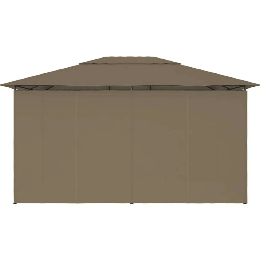 vidaXL Marquesina de jardín con cortinas gris taupe 4x3 m 180 g/m² Taupé Hot