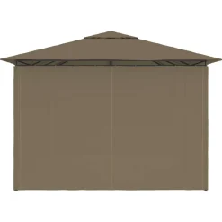 vidaXL Marquesina de jardín con cortinas gris taupe 4x3 m 180 g/m² Taupé Hot