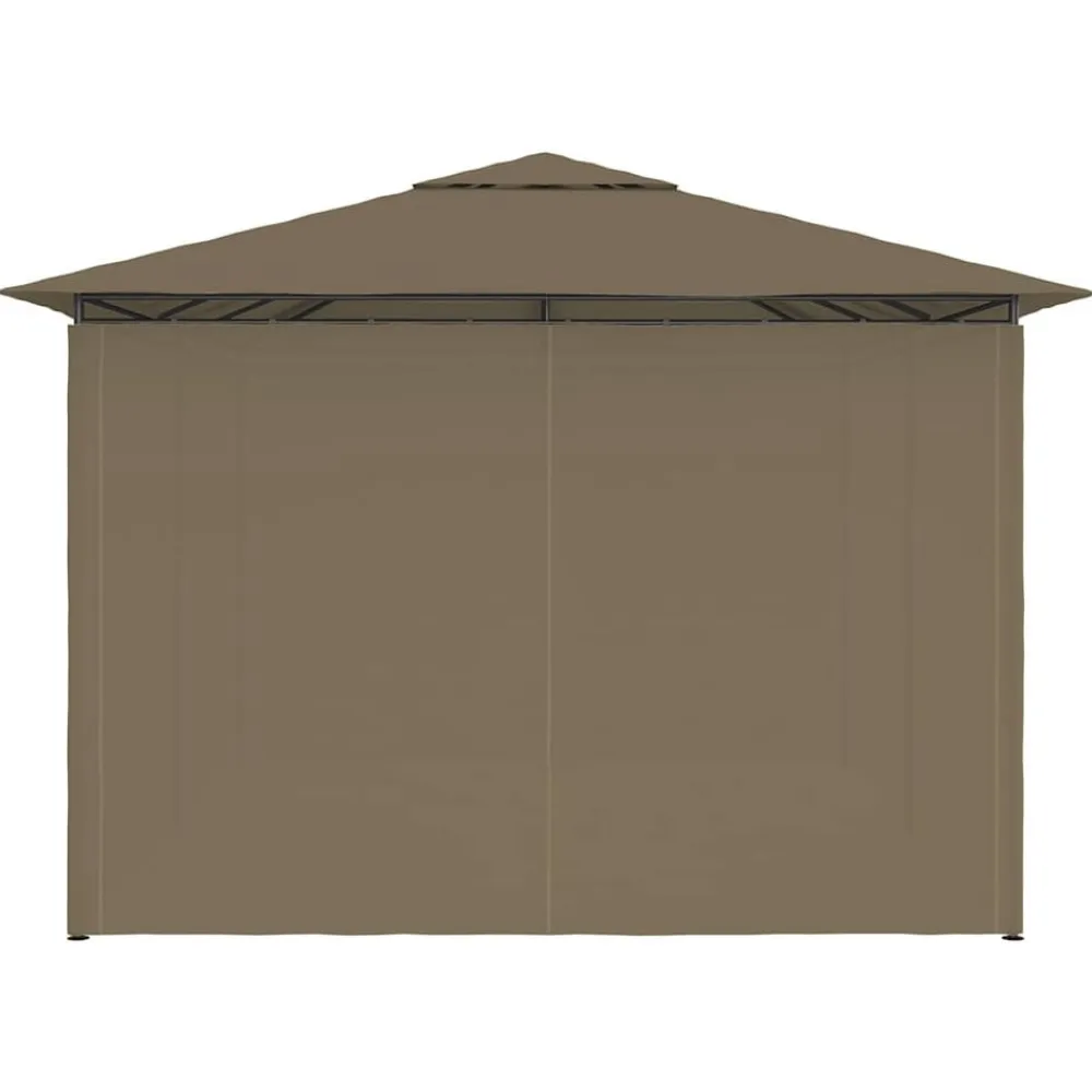 vidaXL Marquesina de jardín con cortinas gris taupe 4x3 m 180 g/m² Taupé Hot