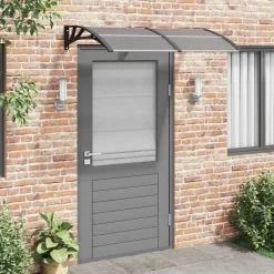 vidaXL Marquesina de puerta policarbonato negro 150x100 cm Negro y marr&oacute;n Online