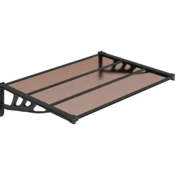 vidaXL Jardín-Marquesina de puerta policarbonato negro 122x90 cm