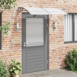 vidaXL Marquesina de puerta policarbonato gris 150x100 cm Gris y blanco Online
