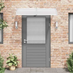 vidaXL Marquesina de puerta policarbonato gris 150x100 cm Gris y blanco Online