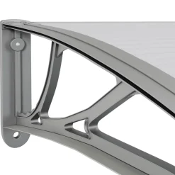 vidaXL Marquesina de puerta policarbonato gris 150x100 cm Gris y blanco Online