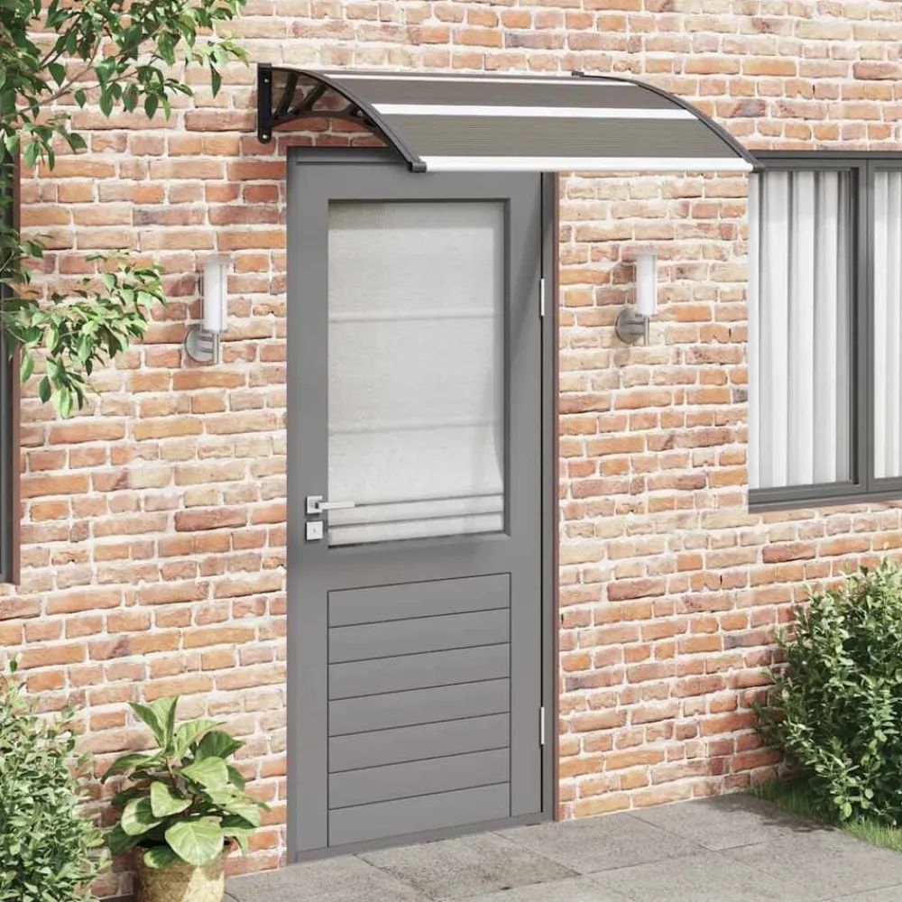 vidaXL Jardín-Marquesina de puerta PC negro 120x100 cm