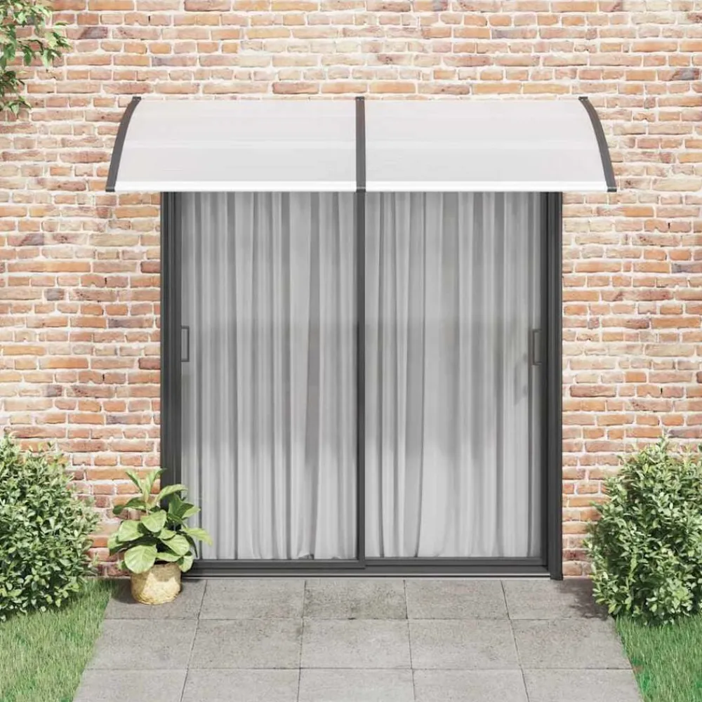 vidaXL Jardín-Marquesina para puerta PC negro 200x100 cm