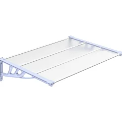 vidaXL Marquesina puerta policarbonato gris y transparente 122x90 cm Clearance