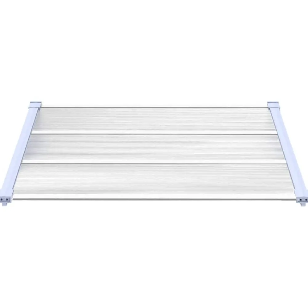 vidaXL Marquesina puerta policarbonato gris y transparente 122x90 cm Clearance