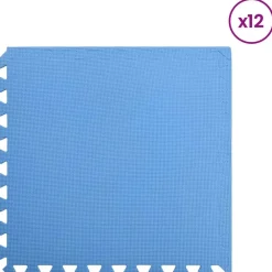 vidaXL Mats de ejercicio en rompecabezas 12 pcs 4,32 ㎡ Espuma EVA Azul Outlet