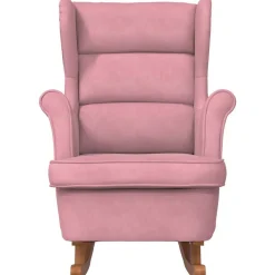 vidaXL Sillas-Mecedora con respaldo alto de terciopelo y madera maciza