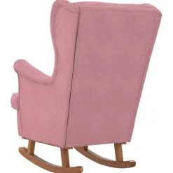 vidaXL Sillas-Mecedora con respaldo alto de terciopelo y madera maciza