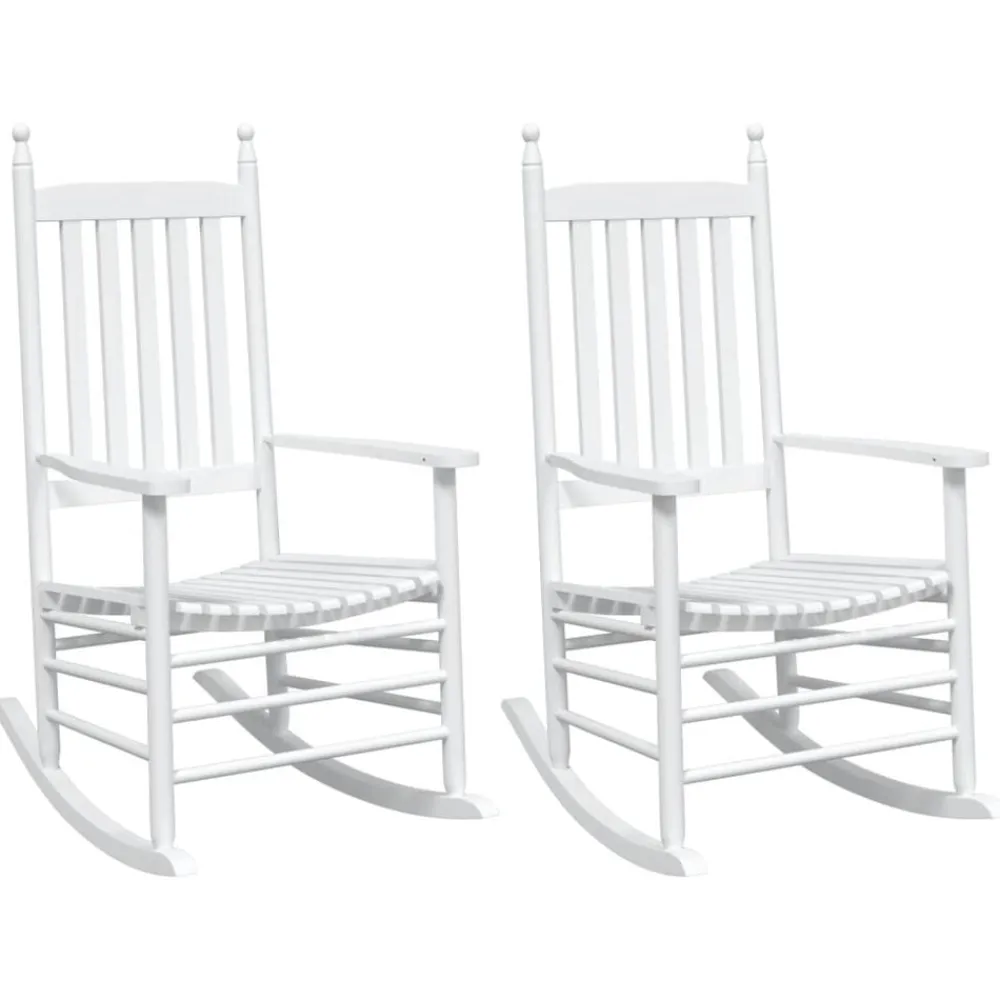 vidaXL Mecedoras con asientos curvos 2 pzas abeto madera maciza blanca Blanco Clearance