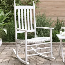 vidaXL Mecedoras con asientos curvos 2 pzas abeto madera maciza blanca Blanco Clearance