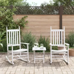 vidaXL Mecedoras con asientos curvos 2 pzas abeto madera maciza blanca Blanco Clearance