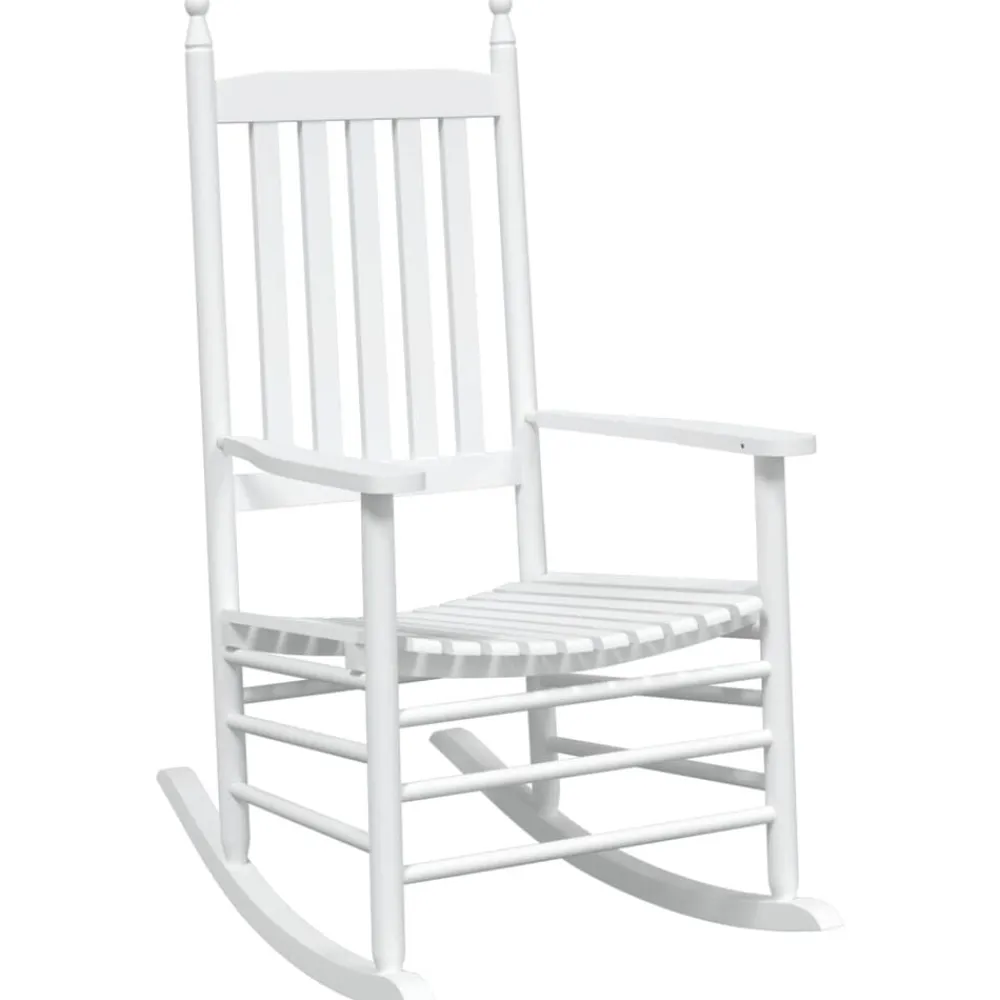 vidaXL Mecedoras con asientos curvos 2 pzas abeto madera maciza blanca Blanco Clearance