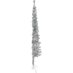 vidaXL Medio árbol de Navidad artificial con soporte 120 cm Plateado