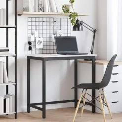 vidaXL Mesa 80 x 50 x 77 cm Madera Ingenierizada y Acero White Hot