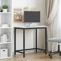 vidaXL Mesa 80 x 50 x 77 cm Madera Ingenierizada y Acero White Hot