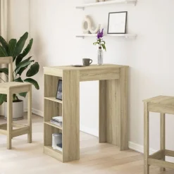 vidaXL Mesa alta bar con estantes madera 95x47x103,5 cm Roble Sonoma Outlet