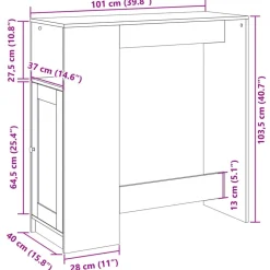 vidaXL Mesas-Mesa alta bar con estantes 101x40x103,5 cm