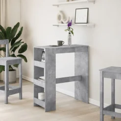 vidaXL Mesa alta bar con estantes madera gris hormigón 90x40x103,5 cm Gris hormig&oacute;n Clearance
