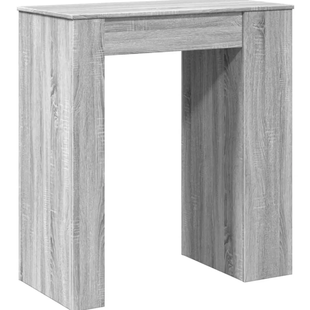 vidaXL Mesa alta bar con estantes madera 95x47x103,5 cm Gris sonoma Online