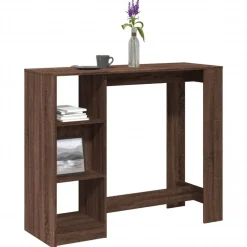 vidaXL Mesa alta con estante marrón roble 124x46x103,5 cm Marr&oacute;n roble