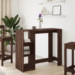 vidaXL Mesa alta con estante marrón roble 124x46x103,5 cm Marr&oacute;n roble