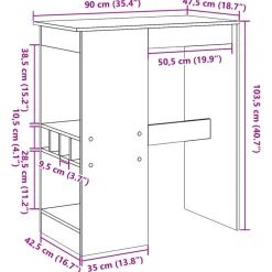 vidaXL Mesas-Mesa alta con estantes madera 90x47,5x103,5 cm