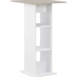 vidaXL Mesas-Mesa alta de bar blanco y gris hormigón 60x60x110 cm