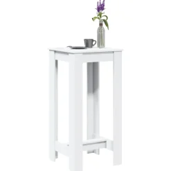 vidaXL Mesas-Mesa alta de bar madera de ingeniería blanca 51x50x103,5 cm